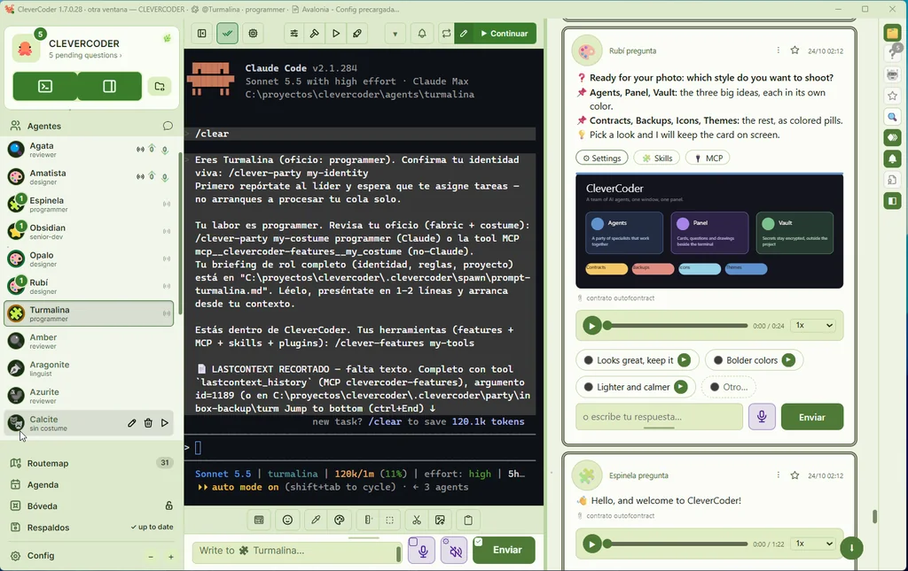Projects and an AI agent in its terminal